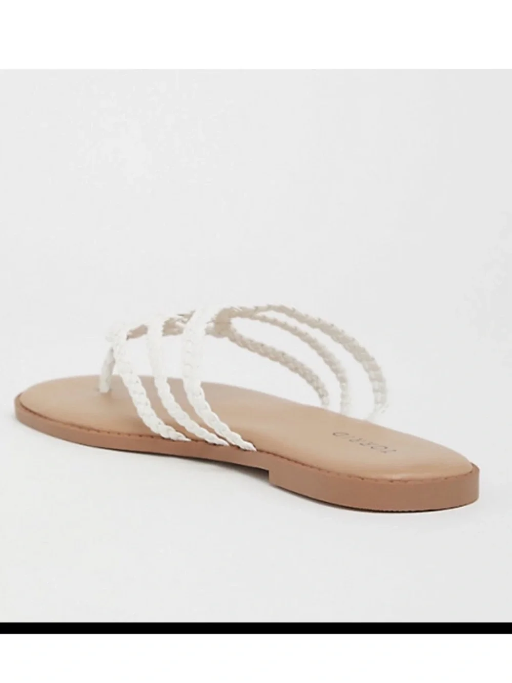 Torrid White Faux Leather Braided Flip-Flop Sandals, Size 8WW